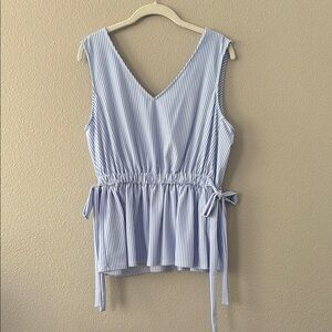 Jude Connally Blue Sleeveless Peplum Blouse